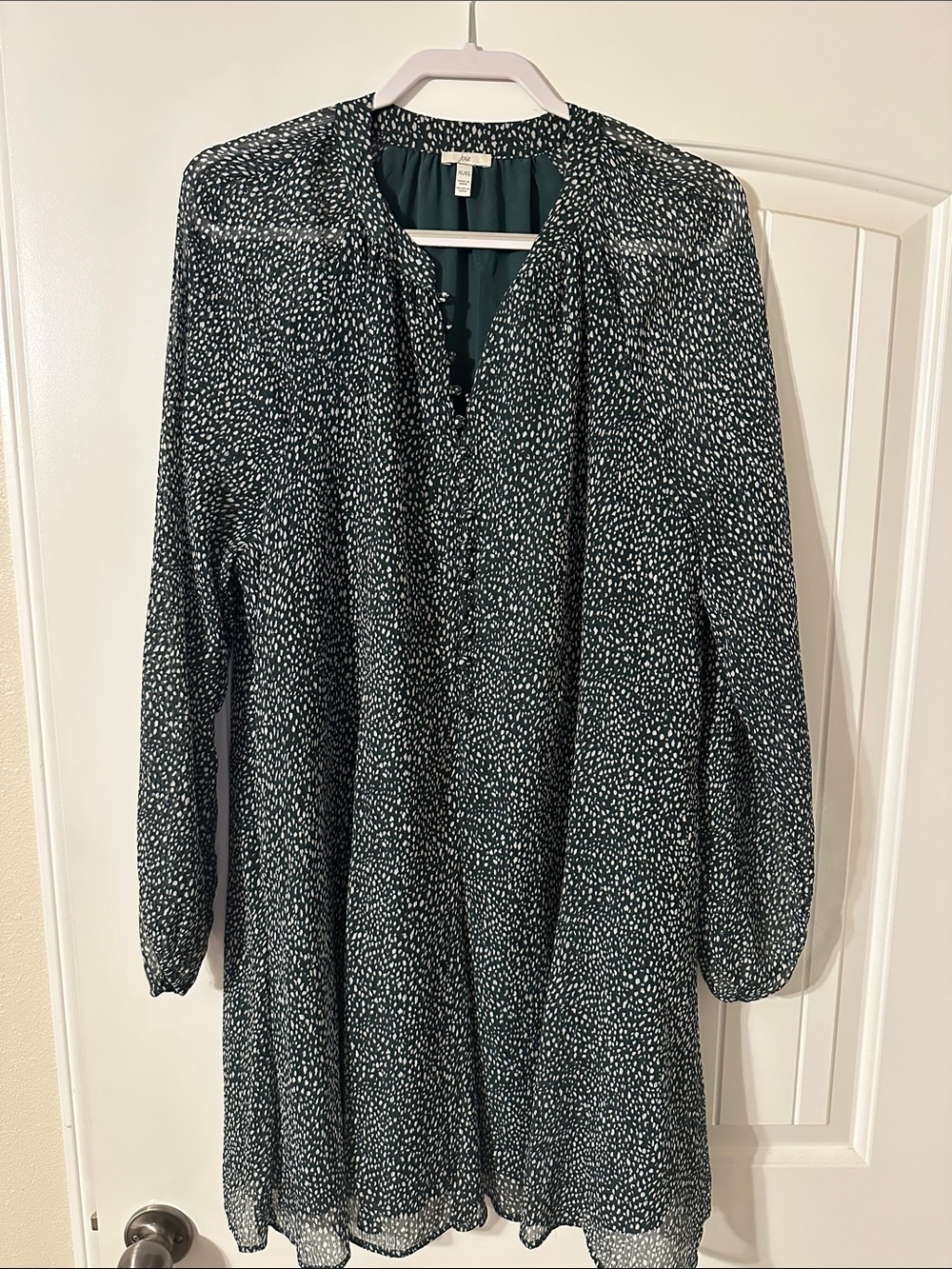 Joie Dark Green Printed Long Sleeve Tunic Dress